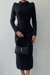 Black Midi Dress with Stanley Collar