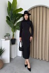 Black Midi Dress with Stanley Collar