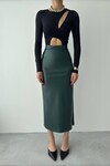 Tinted Slit Leather Skirt