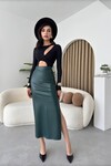 Tinted Slit Leather Skirt