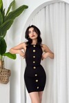 Katalina Gül Düğmeli Elbise