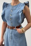 Hulse Cep Detaylı Denim Elbise