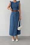 Hulse Cep Detaylı Denim Elbise