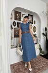 Hulse Cep Detaylı Denim Elbise
