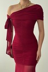 Yenel Shoulder Tie Detail Dress